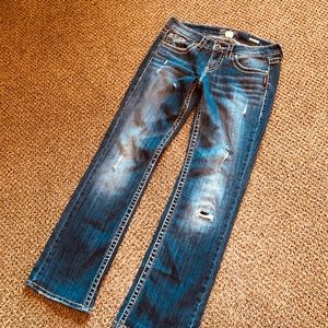 Silver ladies distressed jeans
